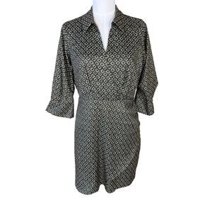 Zoe And Claire Faux Wrap Shirt Dress Green Half Sleeve Knee Length Casual Size L